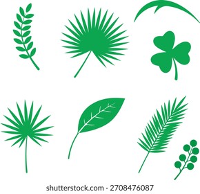 This image showcases a collection of green leaf silhouettes against a clean white background, perfect for adding a touch of nature to any design project.