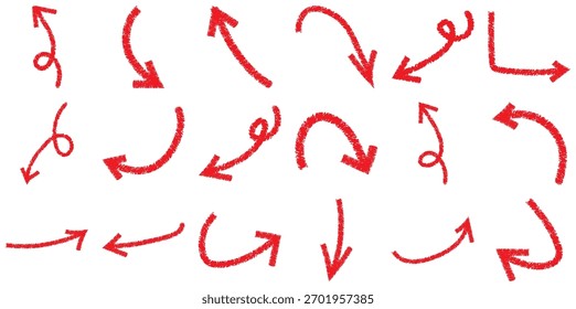 This image showcases a collection of hand-drawn red arrows, each pointing in a different direction. The arrows vary in shape and style, adding a playful touch to the design.