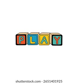 This image showcases colorful wooden blocks spelling "PLAY," ideal for educational settings or as a cheerful decor for children's spaces.