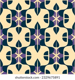 This image showcases a delightful pattern with intricate details reminiscent of both Art Deco and Art Nouveau styles. The repeating fabric pattern offers a harmonious combination of symmetrical.