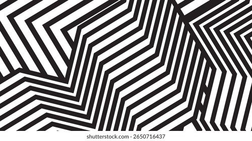 This image showcases a dynamic arrangement of thick, angled black lines against a stark white background, creating an energetic, visually striking pattern with geometric shapes