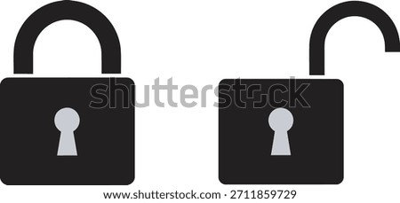 This image showcases four distinct lock illustrations, alternating between solid black and outlined white, representing security and access control concepts.