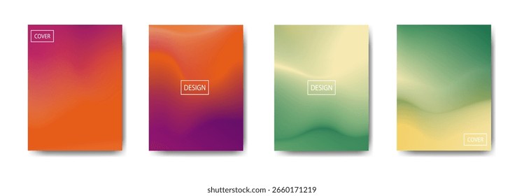 This image showcases four vibrant gradient-filled cover designs, perfect for brochures, reports, or other marketing materials.