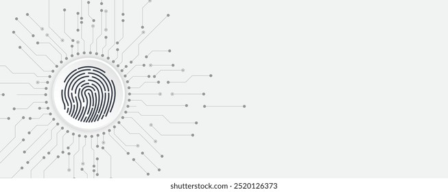 Esta Imagen muestra un escáner de huellas dactilares futurista que se cierne sobre una interfaz digital, simbolizando la seguridad biométrica. 