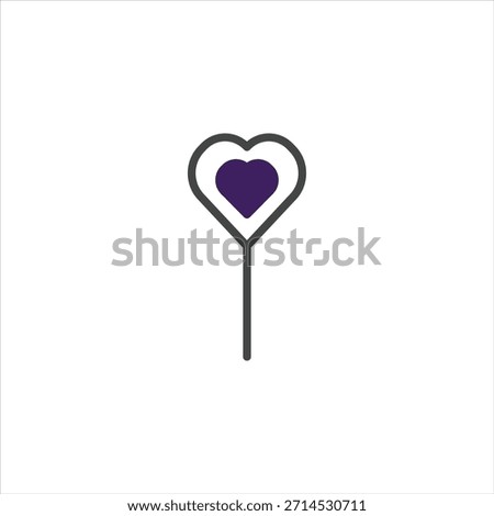 This image showcases a graceful heart design rendered with a purple hue and thin dark outline, ideal for conveying love, affection, and romantic sentiments, with a minimalist expression perfect for