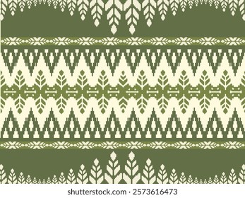This image showcases a graphic pattern with repeating geometric shapes, primarily in green and white. The design features symmetrical and orderly arrangements of shapes, using intricate lines and form