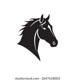 Esta imagem mostra uma cabeça de cavalo em um estilo de silhueta impressionante, enfatizando sua forma graciosa e a juba fluindo.