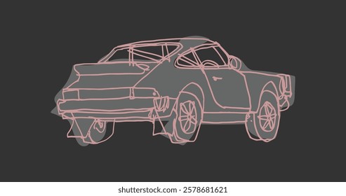 This image showcases an illustration of a classic car with artistic, aesthetic lines! Its abstract yet detailed design makes it fascinating for automotive and art enthusiasts alike