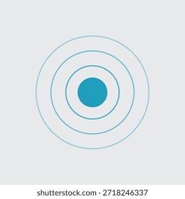Esta Imagen muestra un diseño minimalista con círculos concéntricos con un punto azul central sobre un fondo claro. Las líneas limpias y las Formas simples crean una estética visual abstracta enfocada en la geometría y el equilibrio.