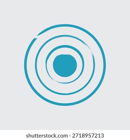 Esta Imagen muestra un diseño minimalista con círculos concéntricos con un punto azul central sobre un fondo claro