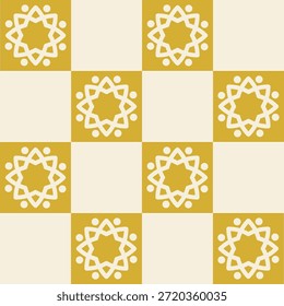 Esta Imagen muestra un patrón islámico minimalista con Formas geométricas simples dispuestas en una secuencia repetitiva, creando un diseño visualmente llamativo y armonioso.
