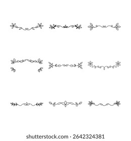 This image showcases nine distinct floral dividers and flourishes, perfect for adding an elegant touch to invitations and design projects.