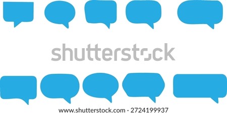 This image showcases a set of bright blue speech bubbles arranged in two rows, presented in a striking silhouette style, perfect for communication designs.