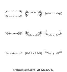 Esta Imagen presenta un conjunto de nueve elegantes separadores florales, perfectos para añadir un toque de naturaleza a cualquier diseño.