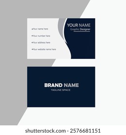 This image showcases a sleek and modern business card design, ideal for a graphic designer or creative professional. 