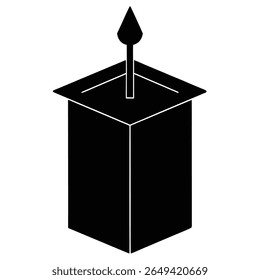 This image showcases a sleek, simple black structure, featuring a tall, sharply pointed spire. The spire rises vertically from within a boxy, geometric container, creating visual contrast.