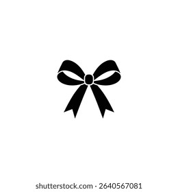 This image showcases a sophisticated black ribbon bow silhouette set against a clean white backdrop, perfect for adding a touch of elegance to any design project.