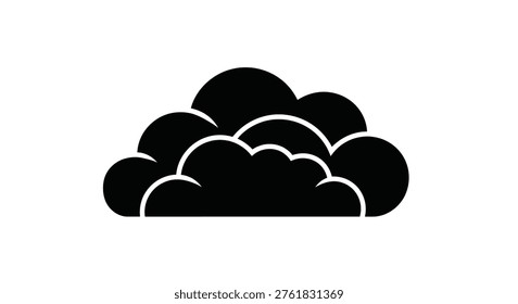 This image showcases a stark black cloud silhouette, offering a minimalist depiction of atmospheric weather. Its simple design makes it suitable for various graphic applications.