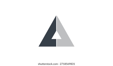This image showcases a striking abstract triangle logo design, featuring a blend of light gray and dark gray colors, creating a modern and minimalist aesthetic suitable for branding materials and
