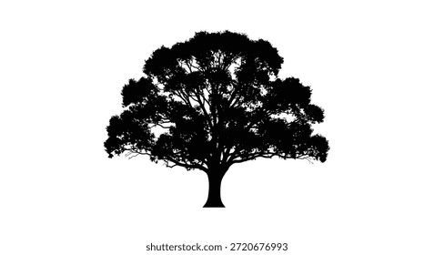 Esta Imagen muestra un árbol llamativo con un estilo de silueta negro audaz.