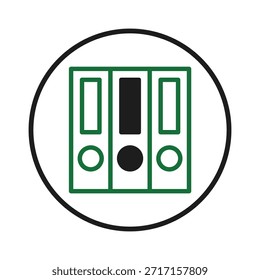 Esta Imagen muestra un icono de archivador estilizado con un fondo circular, que incorpora una organización y una administración de oficina simplificadas. El gráfico transmite un sentido de orden y sistemático