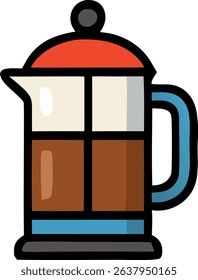This image showcases a stylized illustration of a coffee press. 