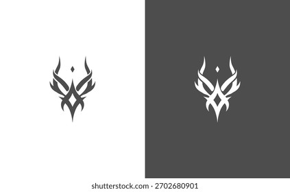 This image showcases a symmetrical abstract design presented on both light and dark backgrounds.