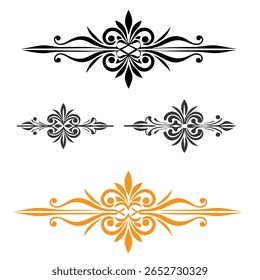 This image showcases three decorative divider elements in a classic, ornate style.