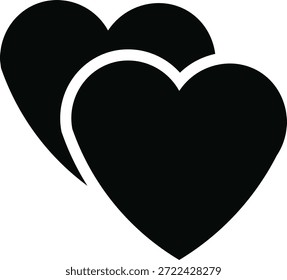 This image showcases two black hearts overlapping, creating a strong visual representation of love and connection. It's a simple, yet effective, symbol often used to express affection. high-quality professional detailed