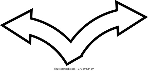 Esta Imagen muestra dos flechas curvas, un estilo de silueta negra audaz y simple.
