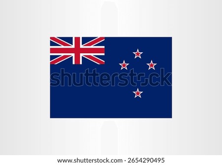 This image showcases a vector illustration of the New Zealand flag. Representing the country's national identity, it features the Union Jack and Southern Cross stars, 