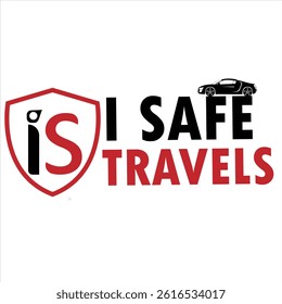 This image showcases a vehicle branding mockup for a company named "I Safe Travels". Here's a detailed description of the visual and design elements:

