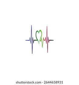 Esta imagem mostra um design gráfico muito popular e significativo, comumente conhecido como "Heartbeat Loveline" ou "ECG Heart". Ele artisticamente combina os conceitos de vida e amor em um único.