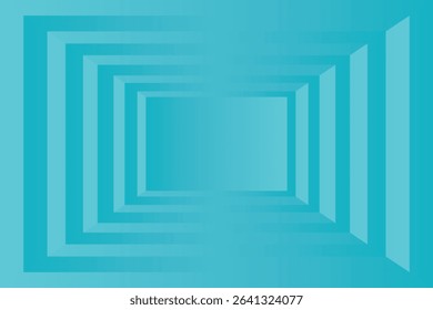 This image showcases a visually appealing abstract design featuring nested squares in varying shades of teal, creating a sense of depth and perspective.