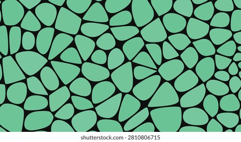 This image showcases a Voronoi pebble pattern, a vector illustration featuring a repeating arrangement of irregular, cell-like shapes in teal.