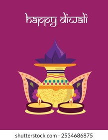 This Image is showing colorful deepavali diya, Indian Biggest Festival Celebration Post, Colorful Vector deepavali diya