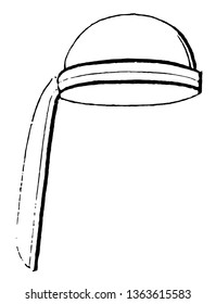 En esta imagen se muestra una banda redondeada. El tamaño de la corona es semicircular, también tiene una pluma en la parte posterior, dibujo vintage o ilustración de grabado.