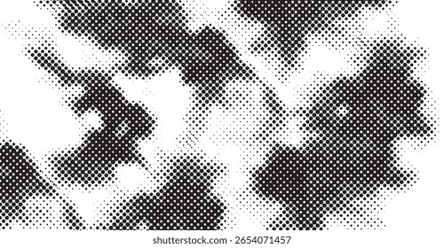 This image shows an abstract background featuring a halftone pattern of black circles against a white backdrop, creating a textured and visually stimulating composition with varying densities