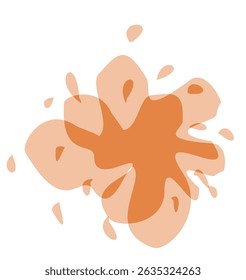 Esta Imagen muestra una salpicadura naranja abstracta con gotas y gotas superpuestas, que se asemeja a una explosión o salpicadura de pintura sobre un fondo blanco.
