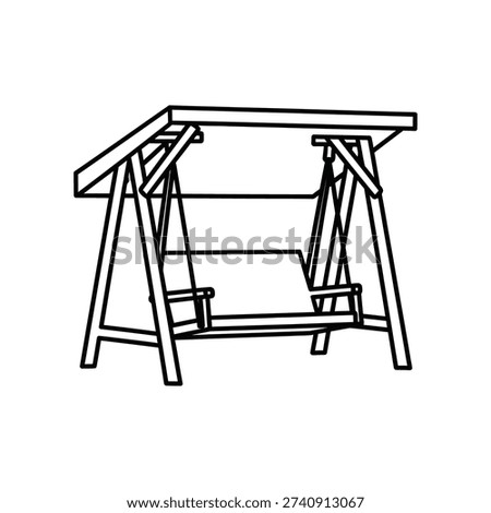 This image shows a basic sawhorse structure, typically used in carpentry and construction. It consists of two A-shaped legs connected by a horizontal crossbar at the top and a middle support bar for stability. Sawhorses are commonly used to hold materials like wooden planks steady while sawing or working on them.