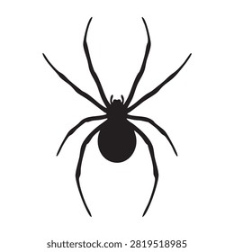 This image shows a black spider silhouette against a white background a