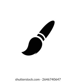 This image shows a black and white minimalist illustration of a paintbrush, perfect for artistic or creative projects, with a clean and simple aesthetic.