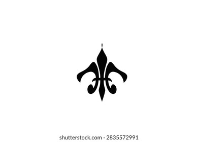 This image shows a black-and-white stylized fleurdelis symbol.