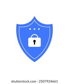 This image shows a blue shield with a white padlock at its center, symbolizing security, protection, and privacy. The design is modern and minimalistic, emphasizing digital safety.