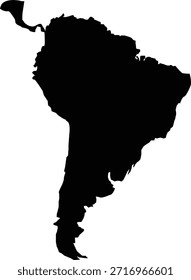 This image shows a bold silhouette of south america, a visually striking representation of the continent.