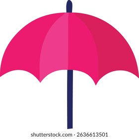 This image shows a closed umbrella with a pink canopy and a dark blue handle. The umbrella is depicted in a simple, flat style against a white background.