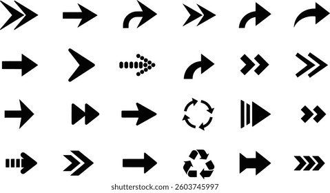 This image shows a collection of vector arrow icons in various styles.