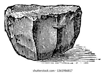 This image shows the Core Portion. It is shown using black shadows and smaller lines within the shape, vintage line drawing or engraving illustration.