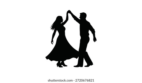 This image shows a couple dancing, highlighted by its dramatic and stylized silhouette.