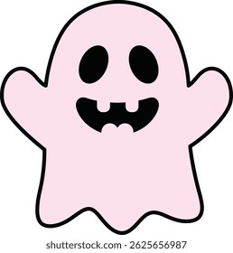 This image shows a cute pink ghost with black eyes and mouth outlined in black, perfect for Halloween decoration and fun spooky themes, creating a playful mood.